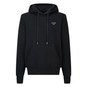 「#2445」PRADA leather label fleece hoodie