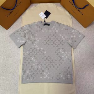 「#5256」LOUIS VUITTON Letter Gradient Jacquard Knit Short Sleeve