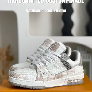 「#2052」【Handmade Custom】Louis Vuitton Himalayan Crocodile Leather Trainer Sneakers