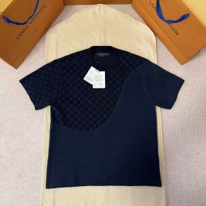 「#5250」LOUIS VUITTON Holiday Collection Velvet Patchwork Jacquard Knit Short Sleeve