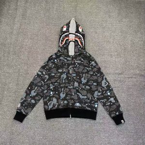 「#2676」Bape luminous starry sky camouflage double-headed shark sweatshirt