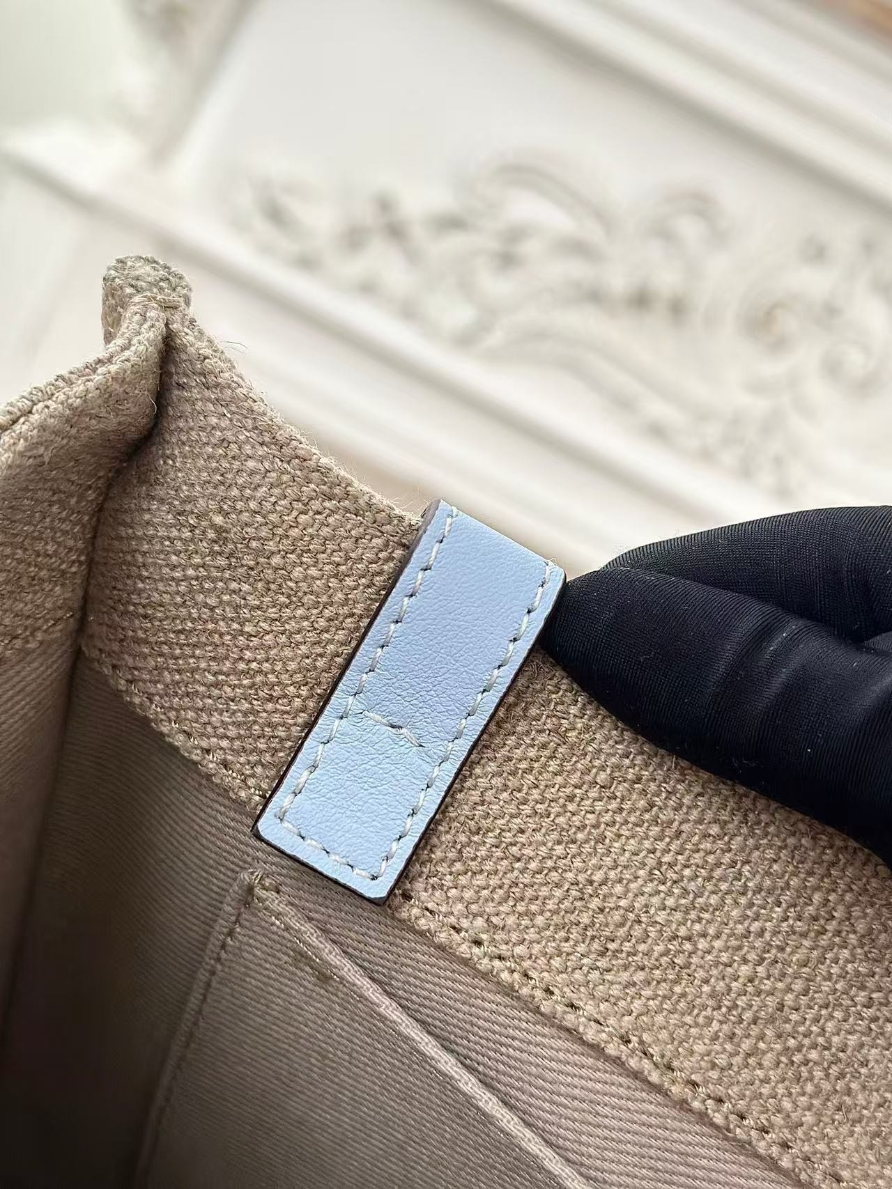 「#3669」Chloe Woody linen pure cotton canvas and glossy small dough, blue casual bag Medium size: 37*26*12cm