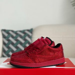 「#4545」Jordan 1 Hand-Set Rhinestones Low Sneakers