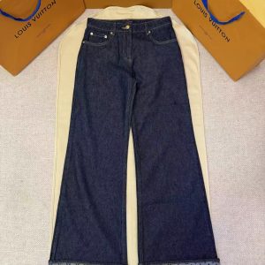 「#5274」LOUIS VUITTON rolled-up monogram flared jeans