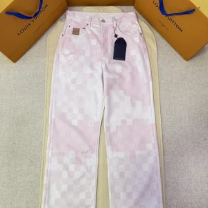 「#5261」LOUIS VUITTON mosaic color-blocked checkered jeans