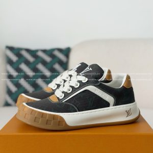 「#5299」LOUIS VUITTON TILTED CANVAS LEATHER BOARD SHOES