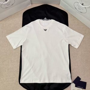 「#4795」PRADA triangle logo cotton short-sleeved