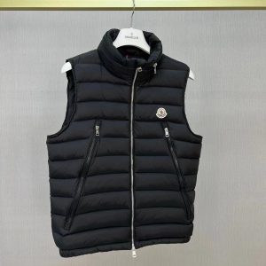 「#2442」Moncler new albyt oblique zipper hidden hood stand collar vest