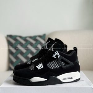 「#4328」Jordan Air Jordan 4 Retro "White Thunder" Leather Retro Basketball Shoes Black and White