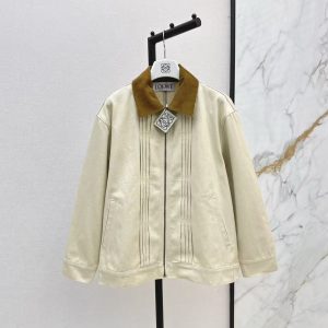 「#3874」Loewe Spring and Summer New Color-blocking Series Lapel Mid-length Casual Jacket