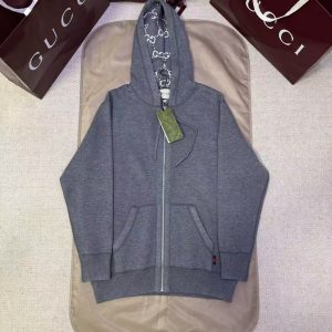 「#5414」GUCCI Double-faced wool hooded knitted jacket