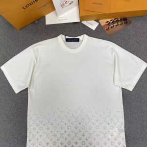 「#4394」Louis Vuitton rhinestone gradient knitted short-sleeved T-shirt