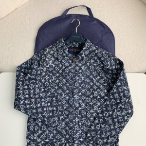「#916」Louis Vuitton Classic Logo printed all ov er patchwork denim jacket
