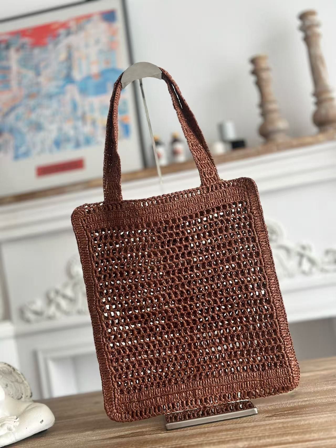 「#3656」chloe spring and summer new style SUMMER BANANA dopamine color caramel color pure handmade straw wov
