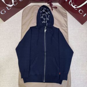「#4825」GUCCI Double-faced wool hooded knitted jacket