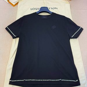 「#4463」LOUIS VUITTON Beaded embroidered knitted short sleeves