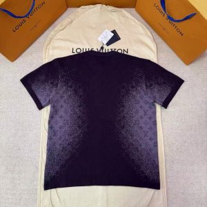 「#5523」LOUIS VUITTON Letter Pattern Jacquard Gradient Knit Short Sleeve_副本
