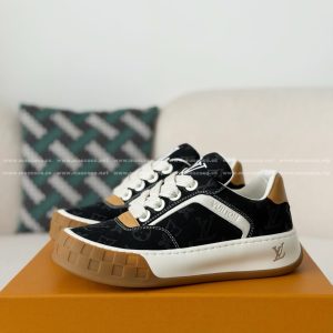 「#5384」LOUIS VUITTON TILTED CANVAS LEATHER BOARD SHOES