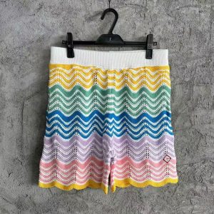 「#3292」Casablanca, Rainbow Cotton High Density Knit, Water Ripple Gradient Shorts