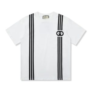 「#1519」Gucci  23SS double G vertical stripe foam printed t-shirt