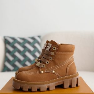 「#2556」LOUIS VUITTON Round toe lace-up boots