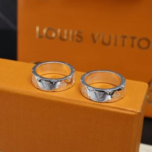 「#4912」Louis Vuitton new silver logo print ring