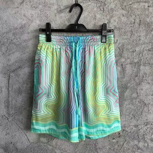 「#3298」CASABLANCA Spring/Summer Blue Line Printed Silk Shorts