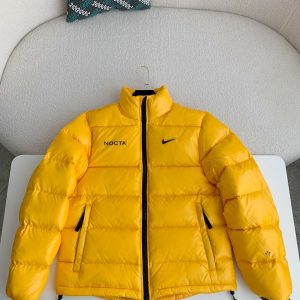 「#2590」Nike x Drake solid color 3D logo stand up collar down jacket