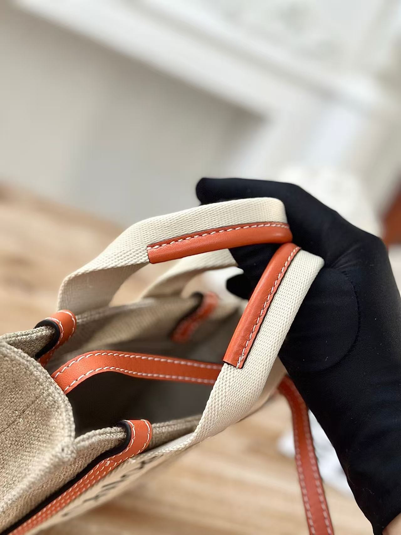 「#3663」Chloe Woody linen pure cotton canvas and glossy small dough, orange casual bag mini: 20*14*6cm