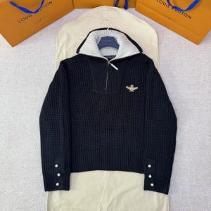 「#4741」LOUIS VUITTON SS25 half-zip pullover brooch long-sleeved sweater