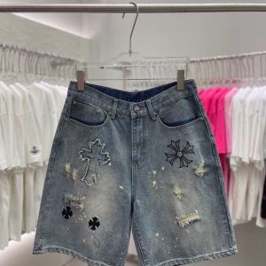 「#3685」Chrome Hearts Limited Edition Colorblock Washed Denim Shorts