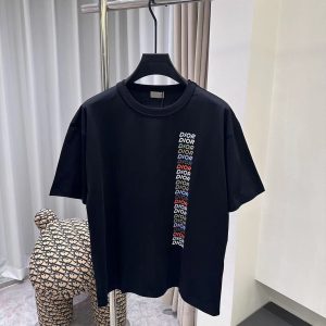 「#2392」Dior24ss rainbow letter round neck short sleeve