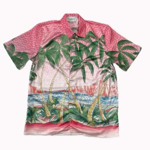 「#1907」Casablanca Sunset Silk Sicilian lazy wind coconut print holiday shirt
