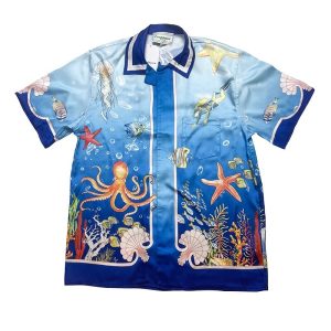 「#1915」Casablanca Sea World Submarine Print Hawaiian n wind shirt