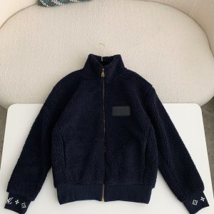 「#2713」Louis Vuitton Embossed leather patch long-sleeve fleece jacket