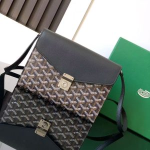 「#3773」Goyard imported cowhide with canvas one-shoulder crossbody bag, size: 21*16*4cm