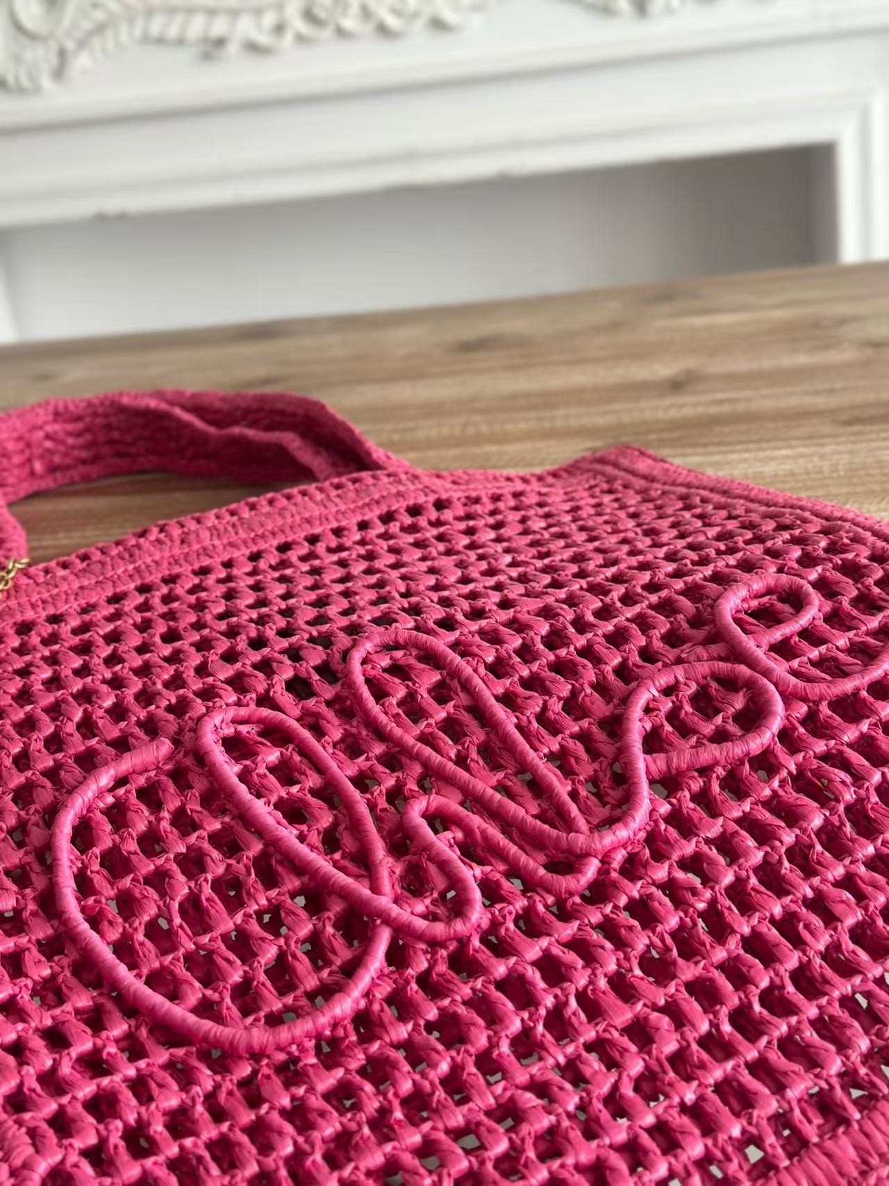 「#3653」chloe spring and summer new style SUMMER BANANA dopamine color rose red pure handmade straw woven ba