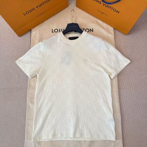 「#4470」LOUIS VUITTON Checkerboard embroidered letter knitted short sleeves