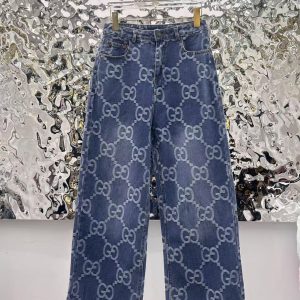 「#3614」Gucci logo jacquard straight jeans