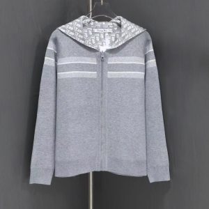 「#2346」Dior all-over jacquard reversible wool zip-up hoodie