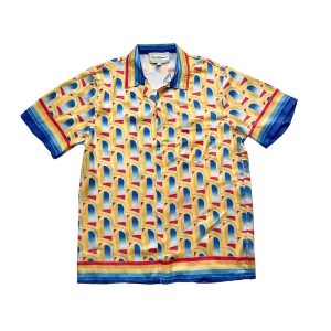 「#1912」Casablanca Dream Gate, White twill silk short sleeve shirt