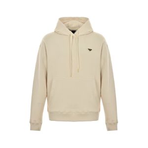 「#2446」PRADA Apricot triangle logo hooded sweatshirt