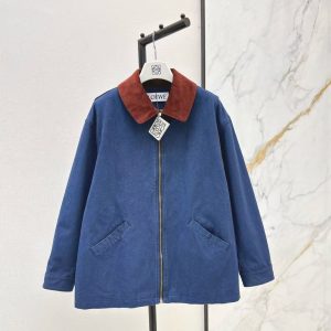 「#3873」Loewe Spring and Summer New Color-blocking Series Lapel Mid-length Casual Jacket