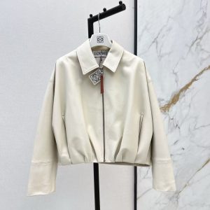 「#3881」Loewe Spring and Summer latest retro modern fashion design imported sheepskin pleated women's jacket