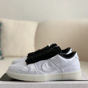 「#4」Fragment Design × Clot × Nike SB Dunk Low 20th Anniversary/White Silk Sneakers