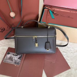 「#3587」Loro Piana new style black imported cowhide messenger bag size: 27*16*10cm