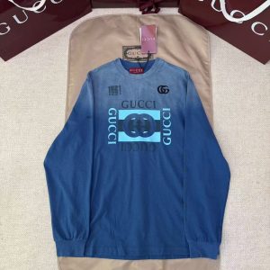 「#4808」GUCCI Double G embroidered print long-sleeved sweatshirt