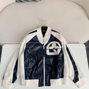 「#2279」Louis Vuitton floral lettering lambskin baseball jacket