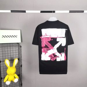 「#3966」off white eco-friendly graffiti arrow print cotton T-shirt