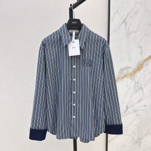「#3868」Loewe spring and summer new logo embroidery striped shirtLoewe spring and summer new logo embroidery